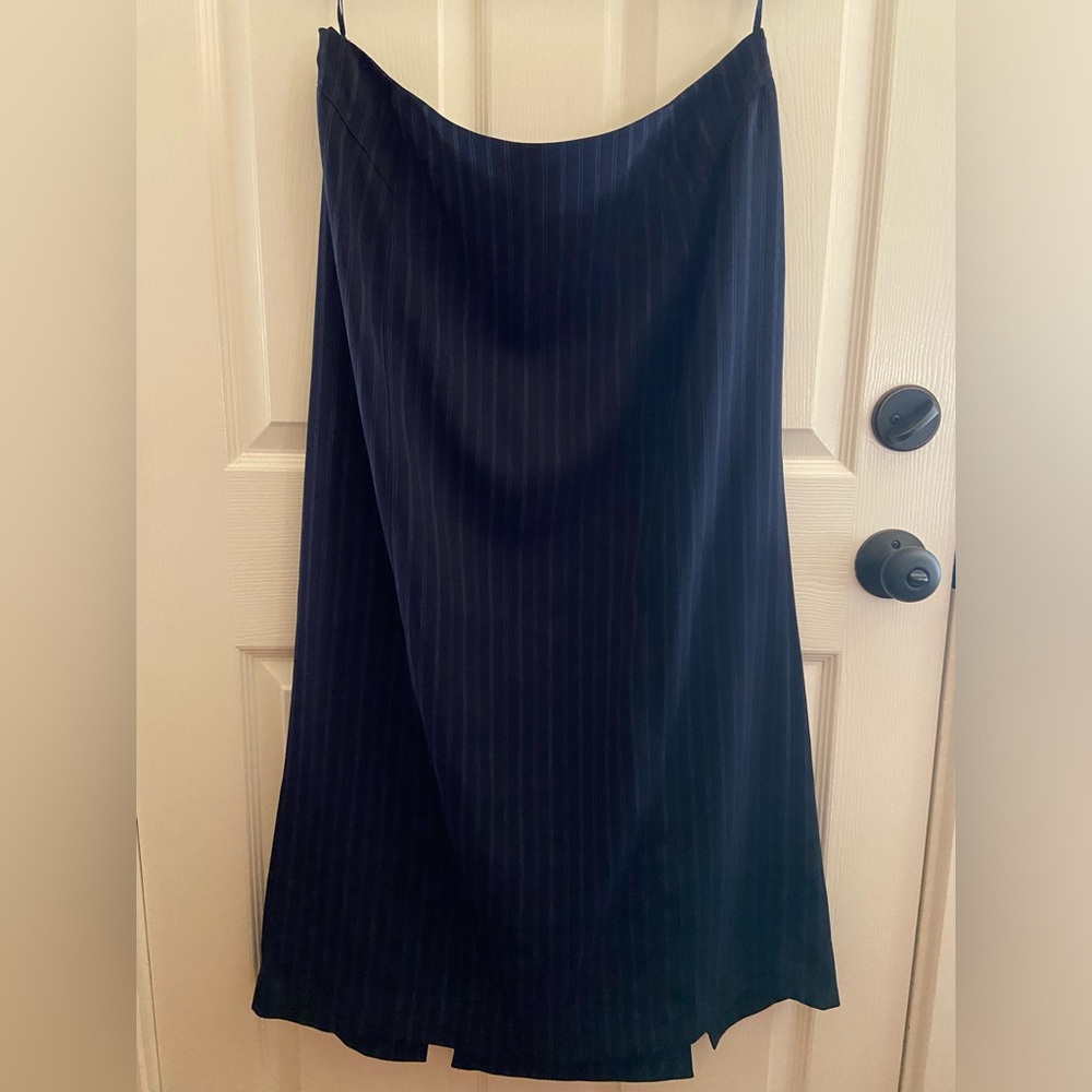 Valerie Steven’s Navy Striped Midi Skirt